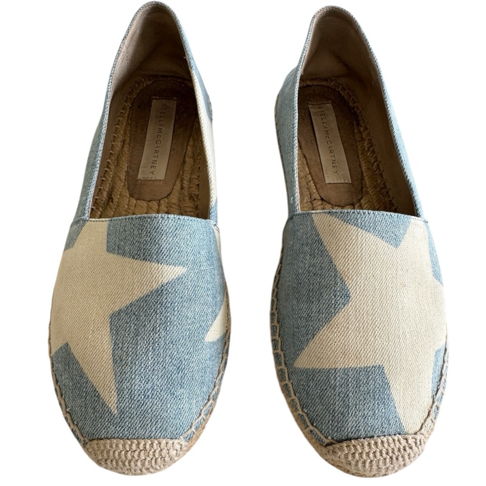Stella McCartney Star Print Canvas Espadrille Flats Shoes